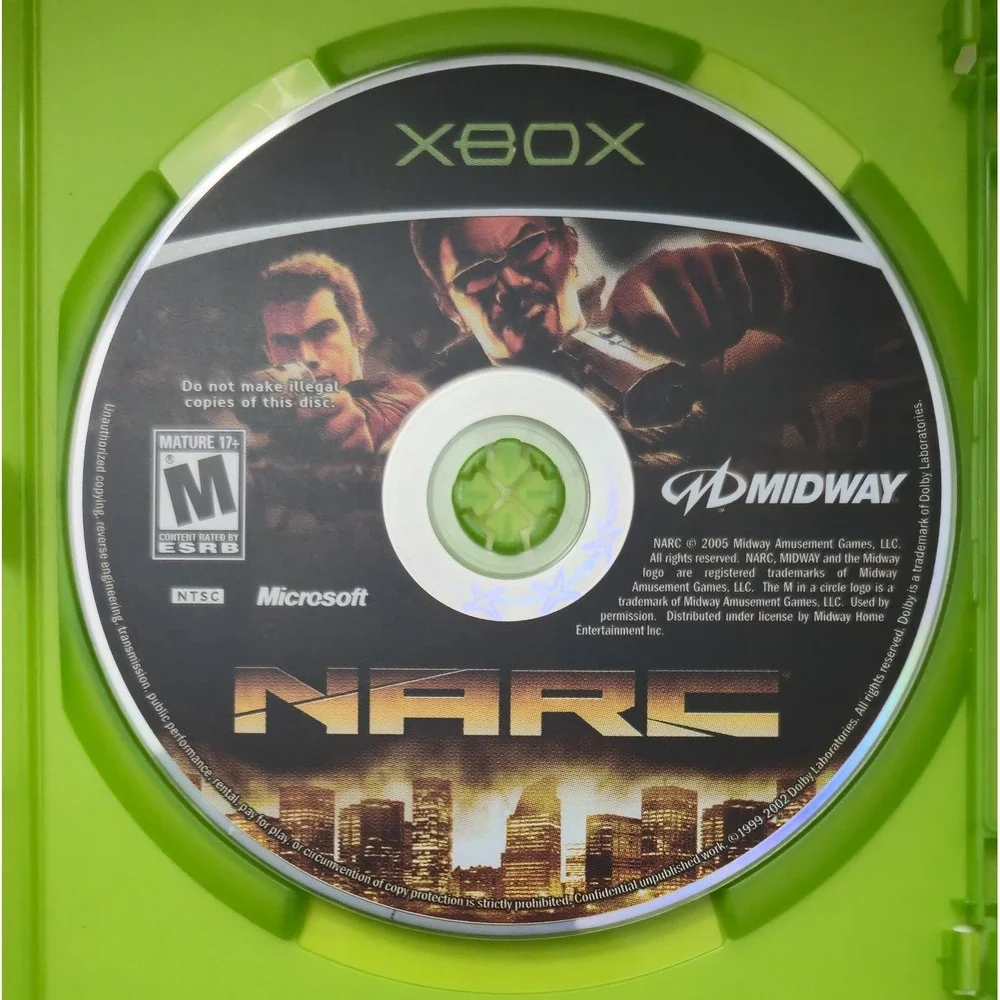 NARC - Microsoft Xbox 2005 - Case & Disc (No Manual) - Tested & Working